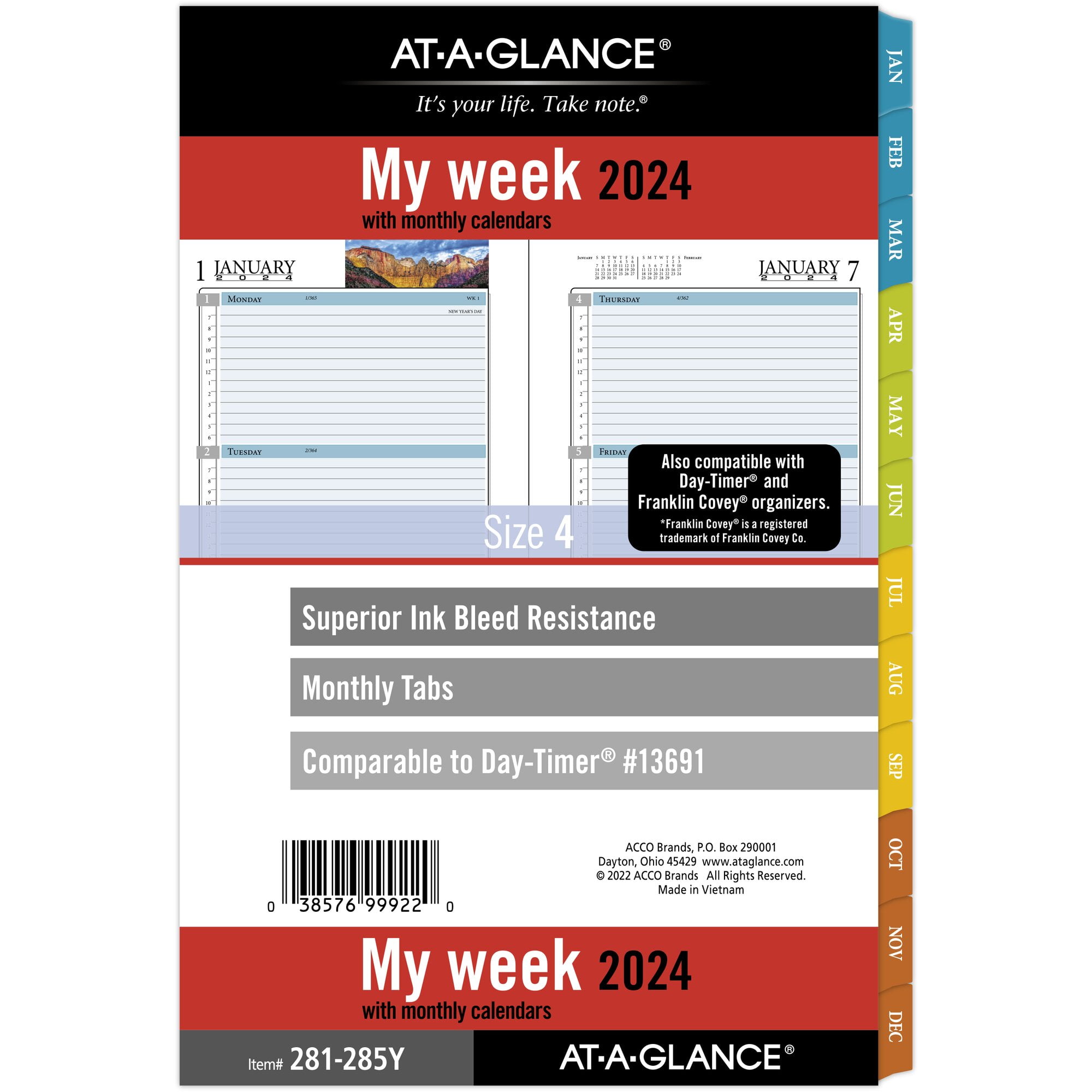 ATAGLANCE 2024 Zenscapes Weekly Monthly Planner Refill LooseLeaf