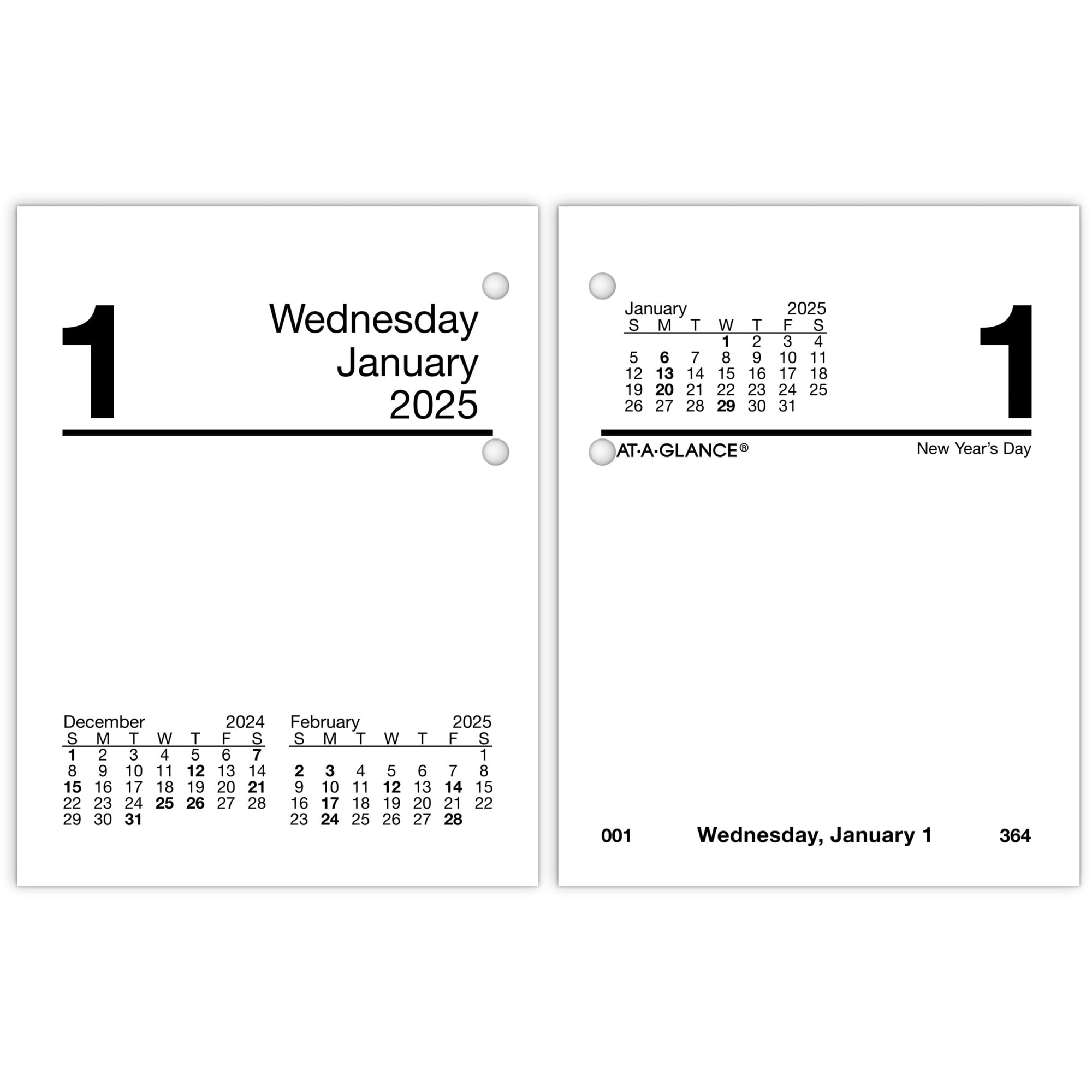 ATAGLANCE 2025 Daily LooseLeaf Desk Calendar Refill Mini 3 x 3 34
