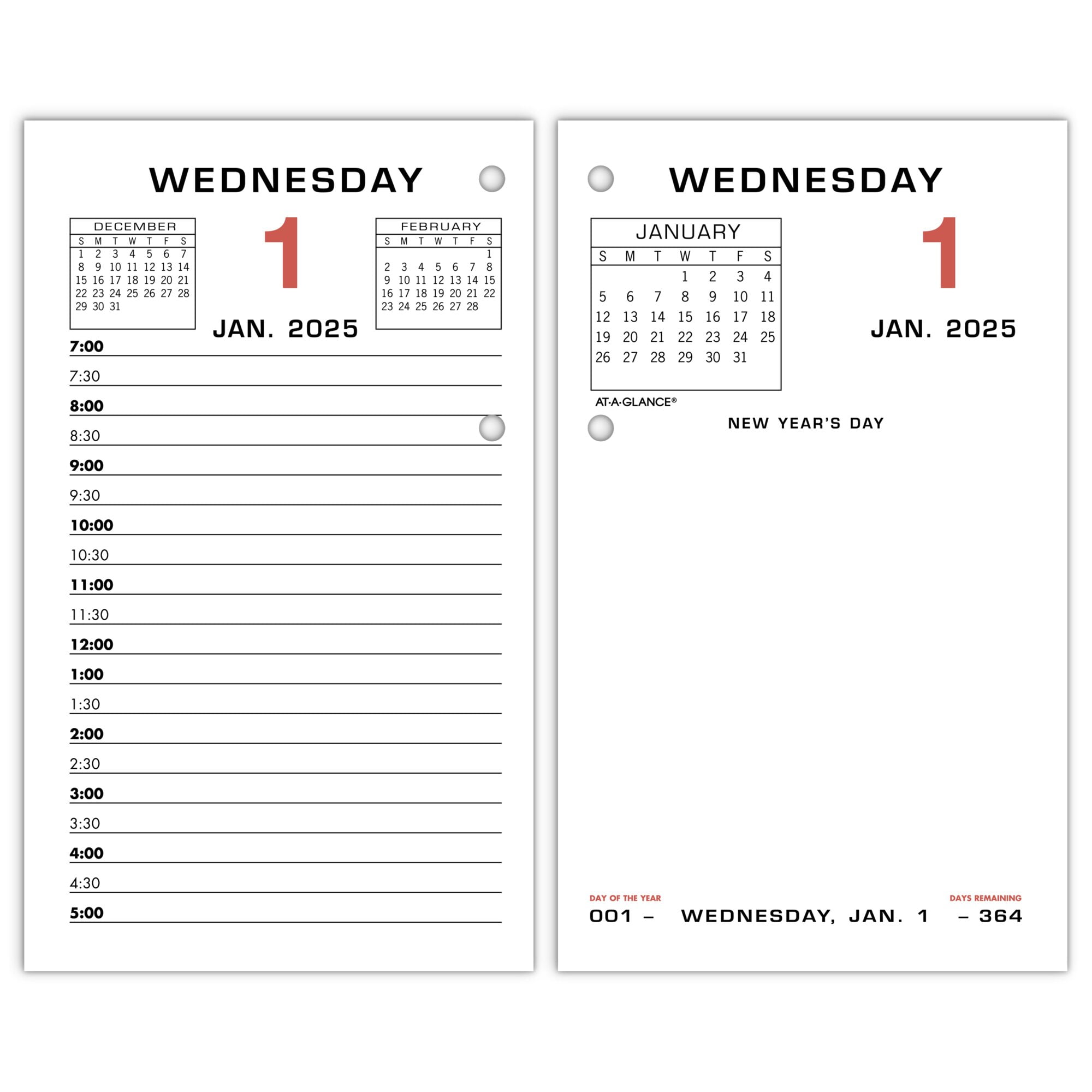 ATAGLANCE 2025 Daily LooseLeaf Desk Calendar Refill Standard 3 12 x