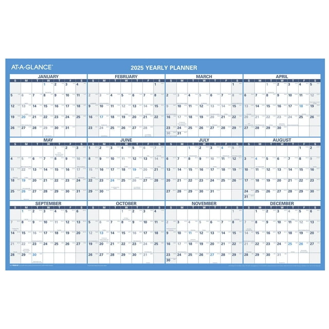 ATAGLANCE 2025 Horizontal Reversible Erasable Wall Calendar Large 36