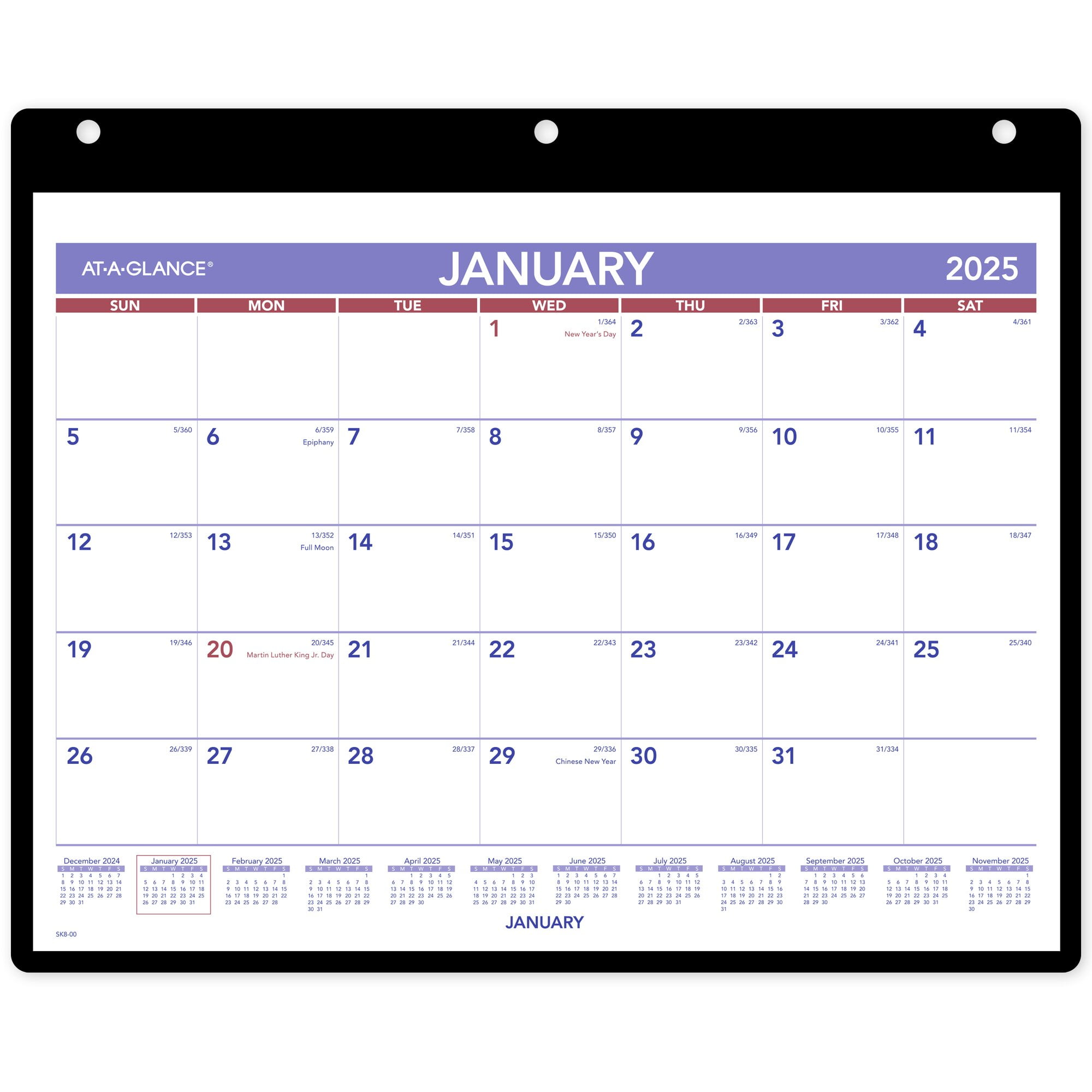 AT-A-GLANCE 2025 Monthly Desk Wall Calendar with Jacket Small 11 x 8 - Monthly
