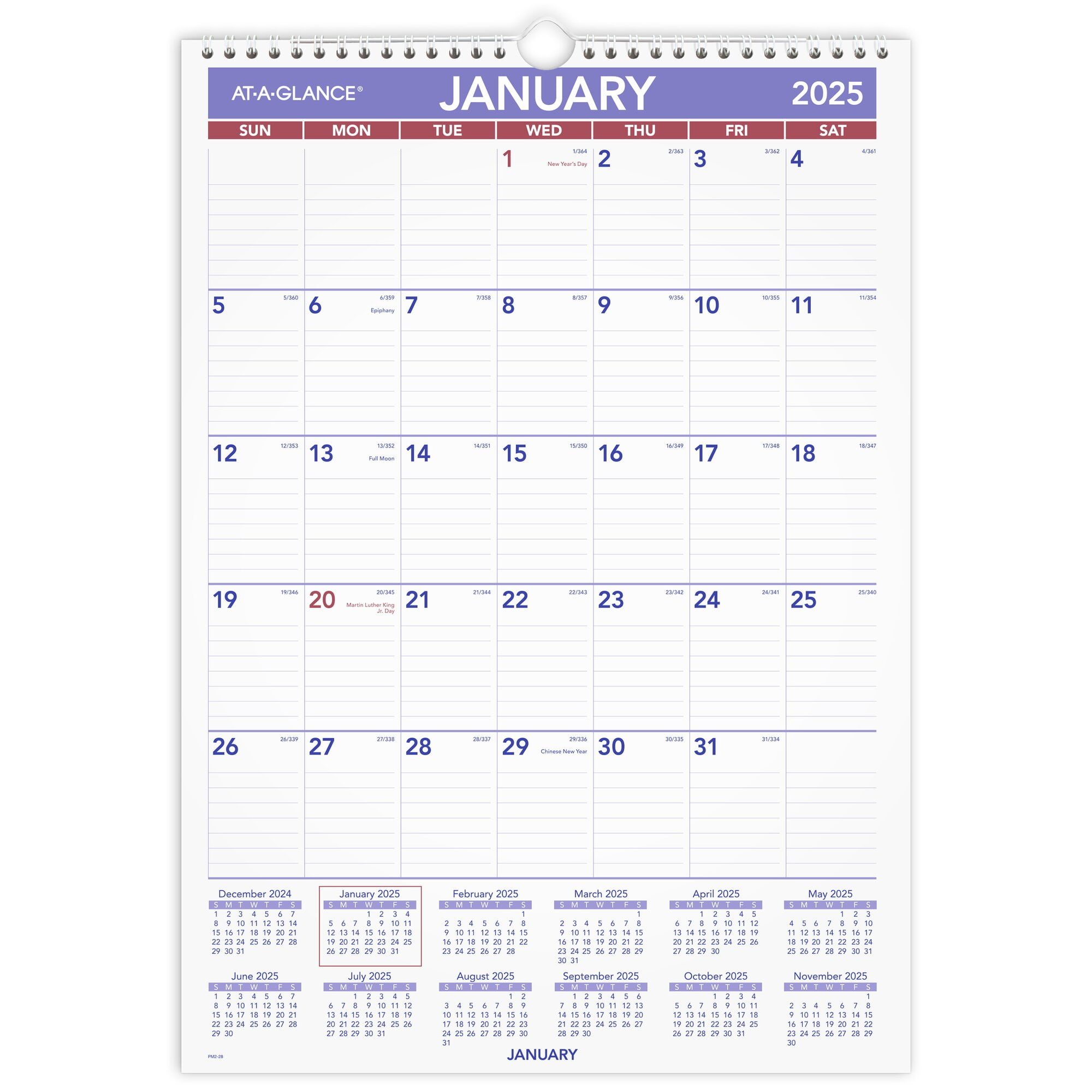 ATAGLANCE 2025 Monthly Wall Calendar Medium 12 x 17 Monthly Wall