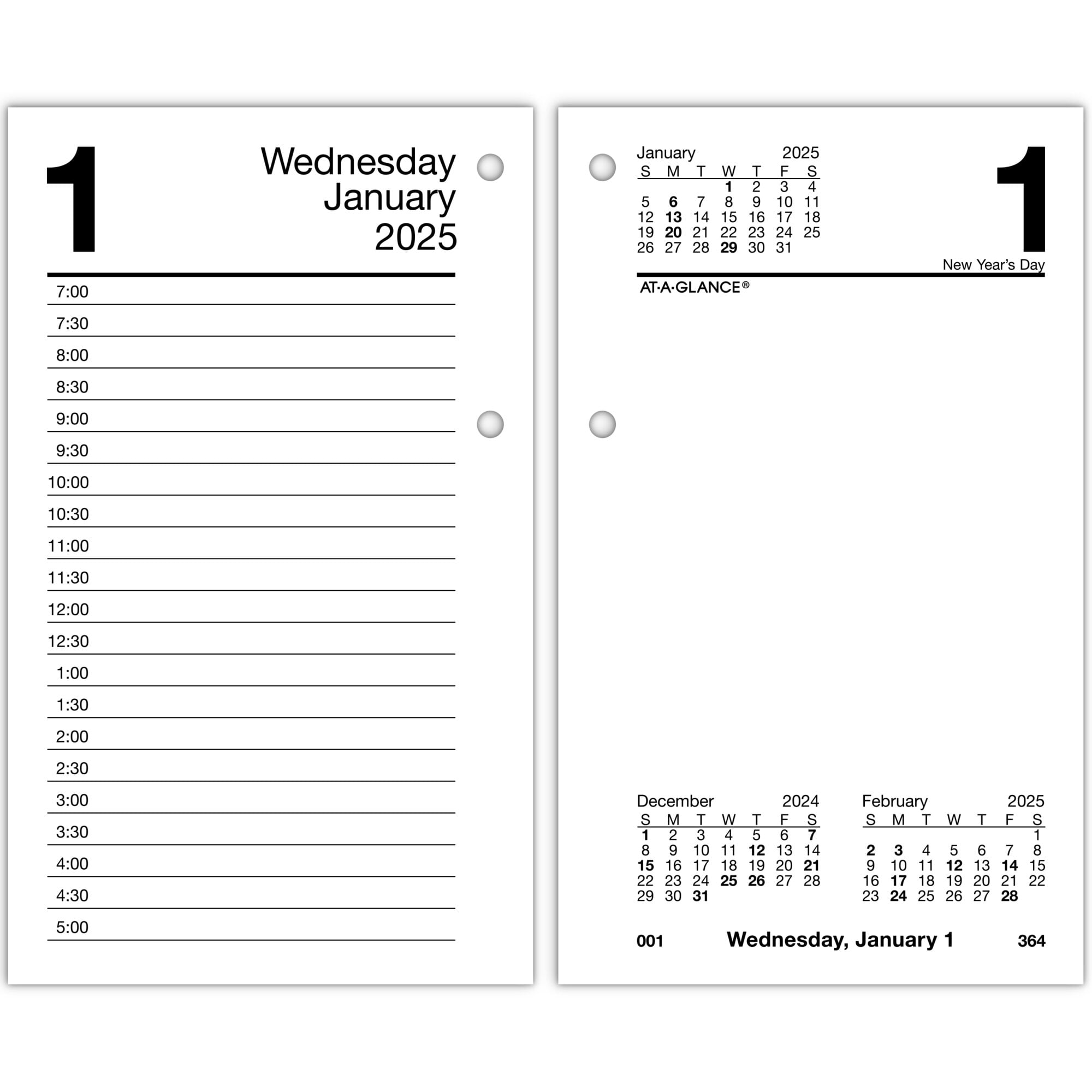 AT-A-GLANCE 2025 Recycled Daily Loose-Leaf Desk Calendar Refill Standard 3 12 x