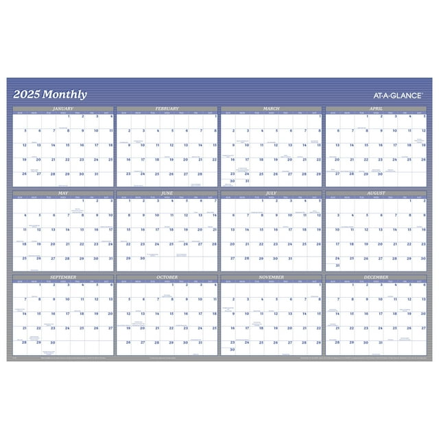 AT-A-GLANCE 2025 Vertical Horizontal Reversible Yearly Wall Calendar ...