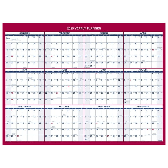 AT-A-GLANCE 2025 Vertical Horizontal Reversible Yearly Wall Calendar Small 12 x