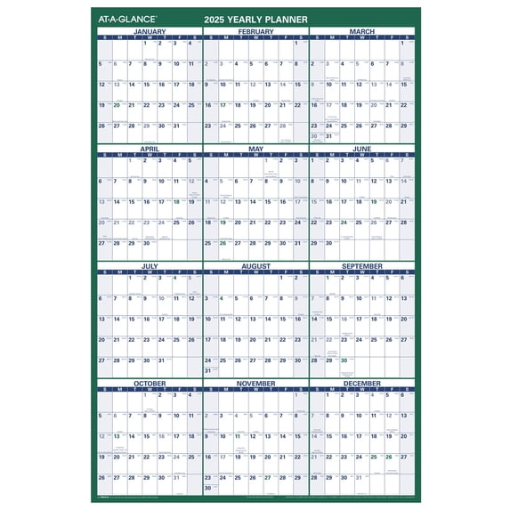 AT-A-GLANCE 2025 Vertical Reversible Erasable Wall Calendar Extra Large 32 x 48