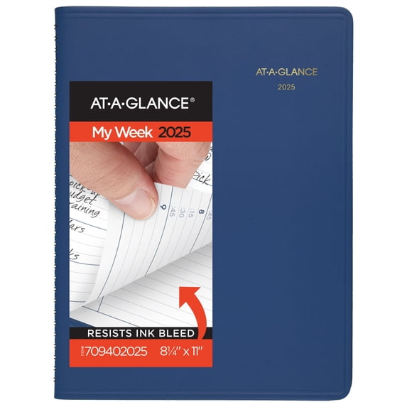 AT-A-GLANCE 2025 Weekly Appointment Book Planner Blue Large 8 14 x 11 - Weekly