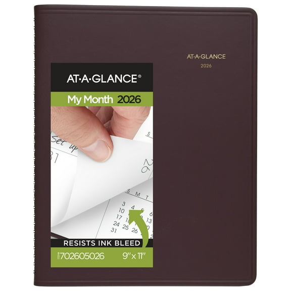 AT-A-GLANCE 2026 15-Month Monthly Planner Winestone Large 9 x 11 - Monthly