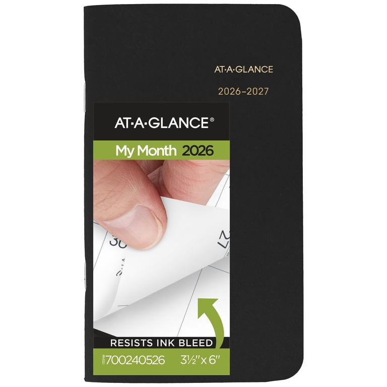 AT-A-GLANCE 2026-2027 Two Year Monthly Planner Black Pocket 3 12 x