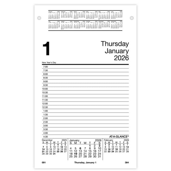 AT-A-GLANCE 2026 Daily Desk Pad Calendar Refill Large 5 x 8 - Desk Calendar