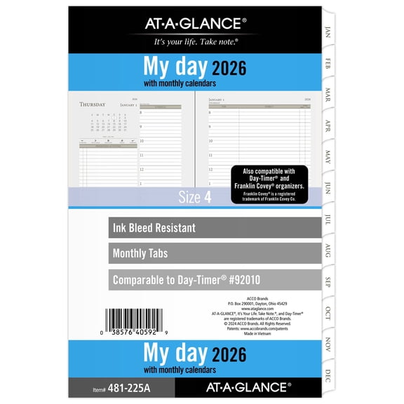 AT-A-GLANCE 2026 Daily Monthly Planner Two Page Per Day Refill Loose-Leaf Desk