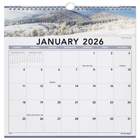 AT-A-GLANCE 2026 Landscape Monthly Wall Calendar Medium 12 x 12 - Monthly Wall