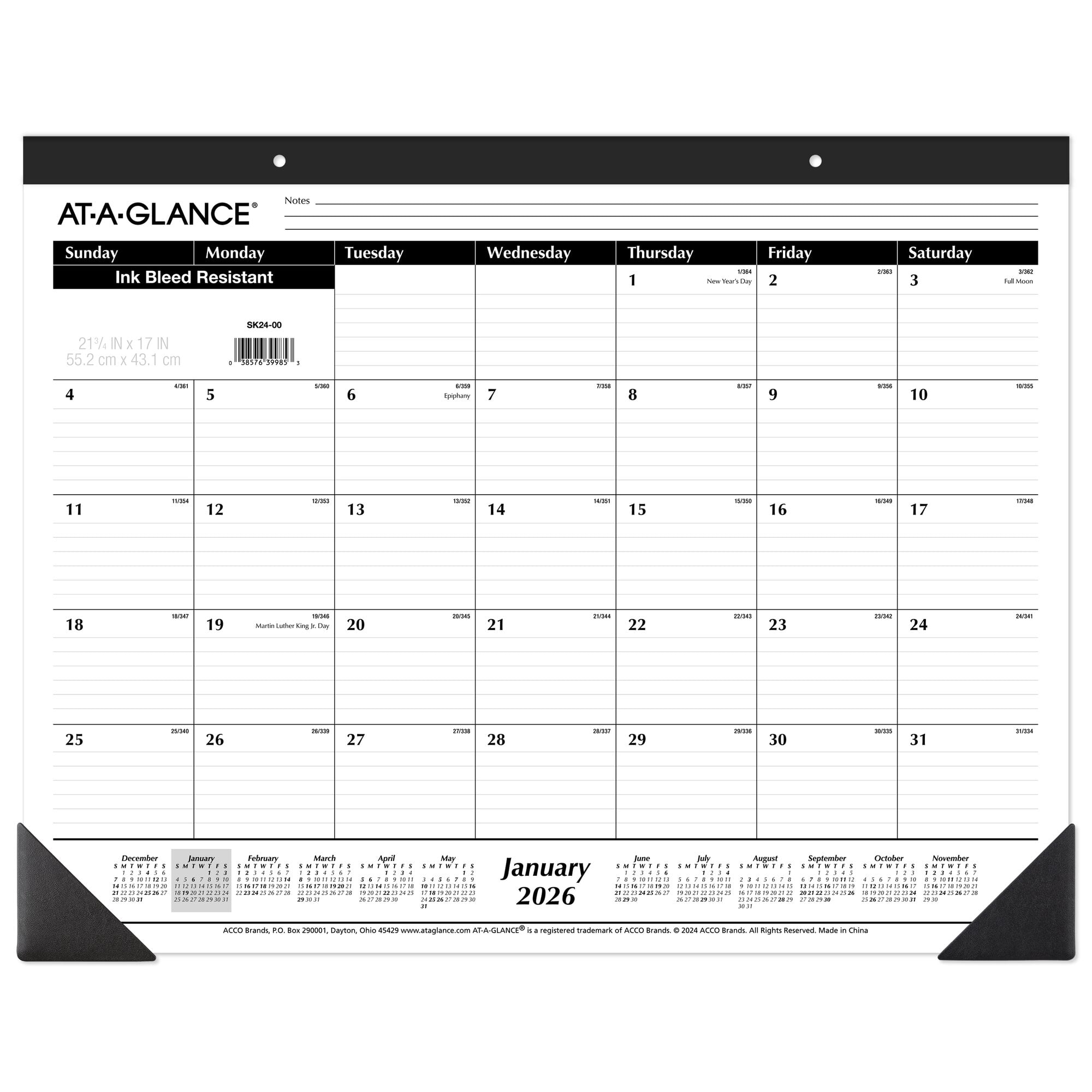 AT-A-GLANCE 2026 Monthly Desk Pad Calendar Large 21 34 x 17 - Desk Pad Calendars