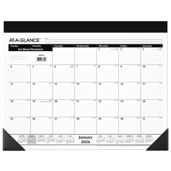 AT-A-GLANCE 2026 Monthly Desk Pad Calendar Standard 21 34 x 17 - Desk Pad