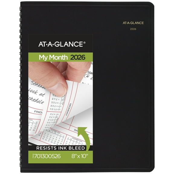 AT-A-GLANCE 2026 Monthly Planner Black Large 8 x 10 - Monthly Planners
