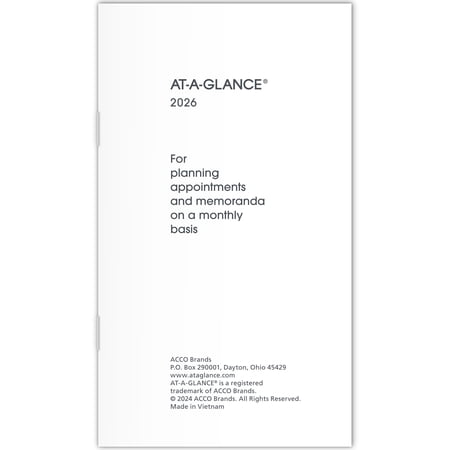 AT-A-GLANCE 2026 Monthly Planner Refill for 70-064 Pocket 3 12 x 6 - Refillable