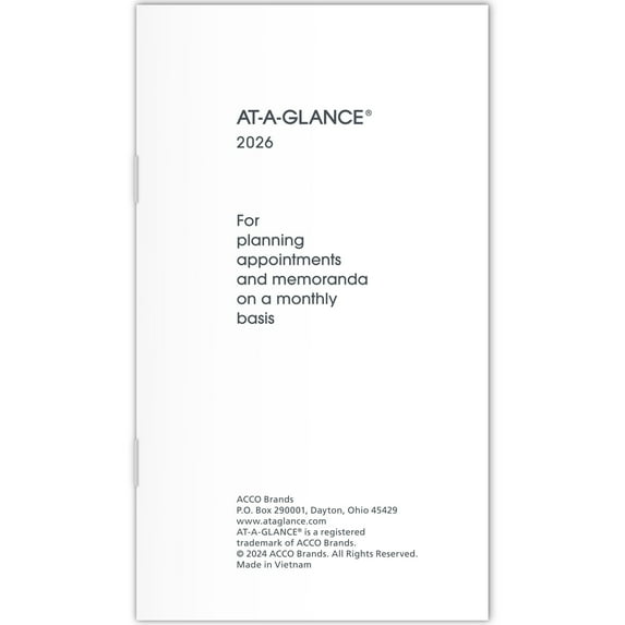 AT-A-GLANCE 2026 Monthly Planner Refill for 70-064 Pocket 3 12 x 6 - Refillable