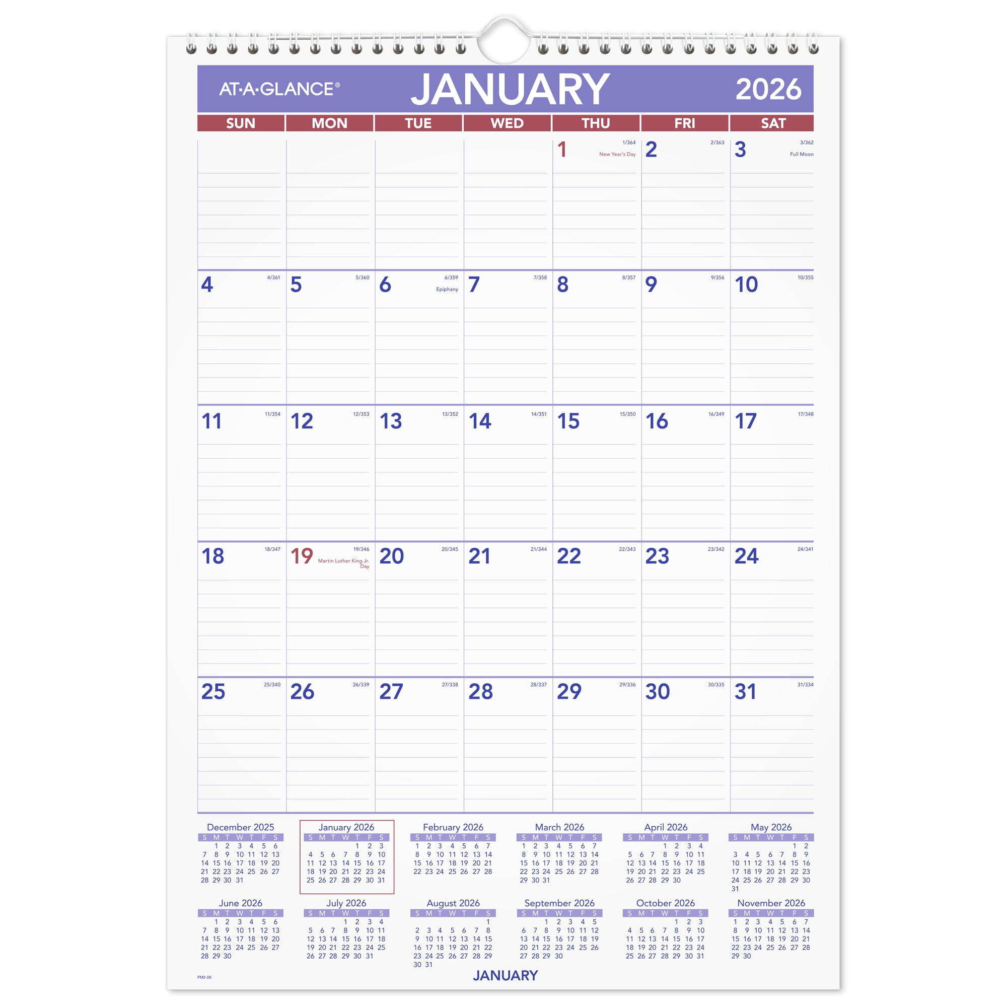 AT-A-GLANCE 2026 Monthly Wall Calendar Medium 12 x 17 - Monthly Wall Calendars