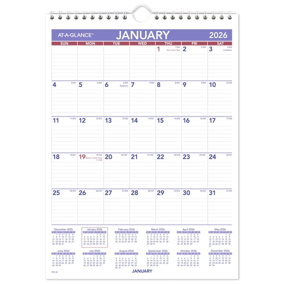 AT-A-GLANCE 2026 Monthly Wall Calendar Small 8 x 11 - Wall Calendars