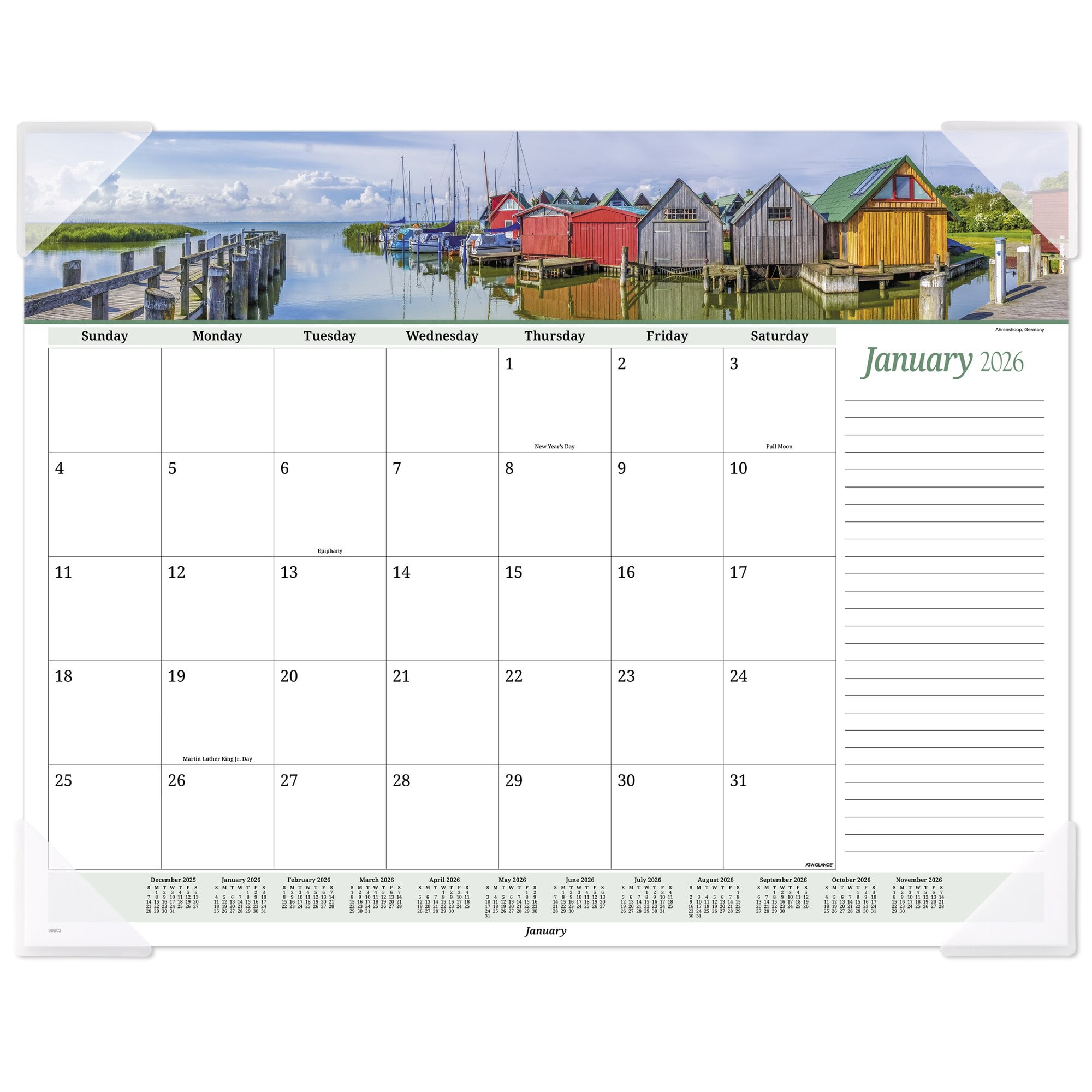 AT-A-GLANCE 2026 Panoramic Seascape Monthly Desk Pad Standard 21 34 x 17 - Desk