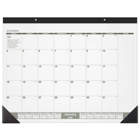 AT-A-GLANCE 2026 Recycled Monthly Desk Pad Calendar Standard 22 x 17 - Desk Pad