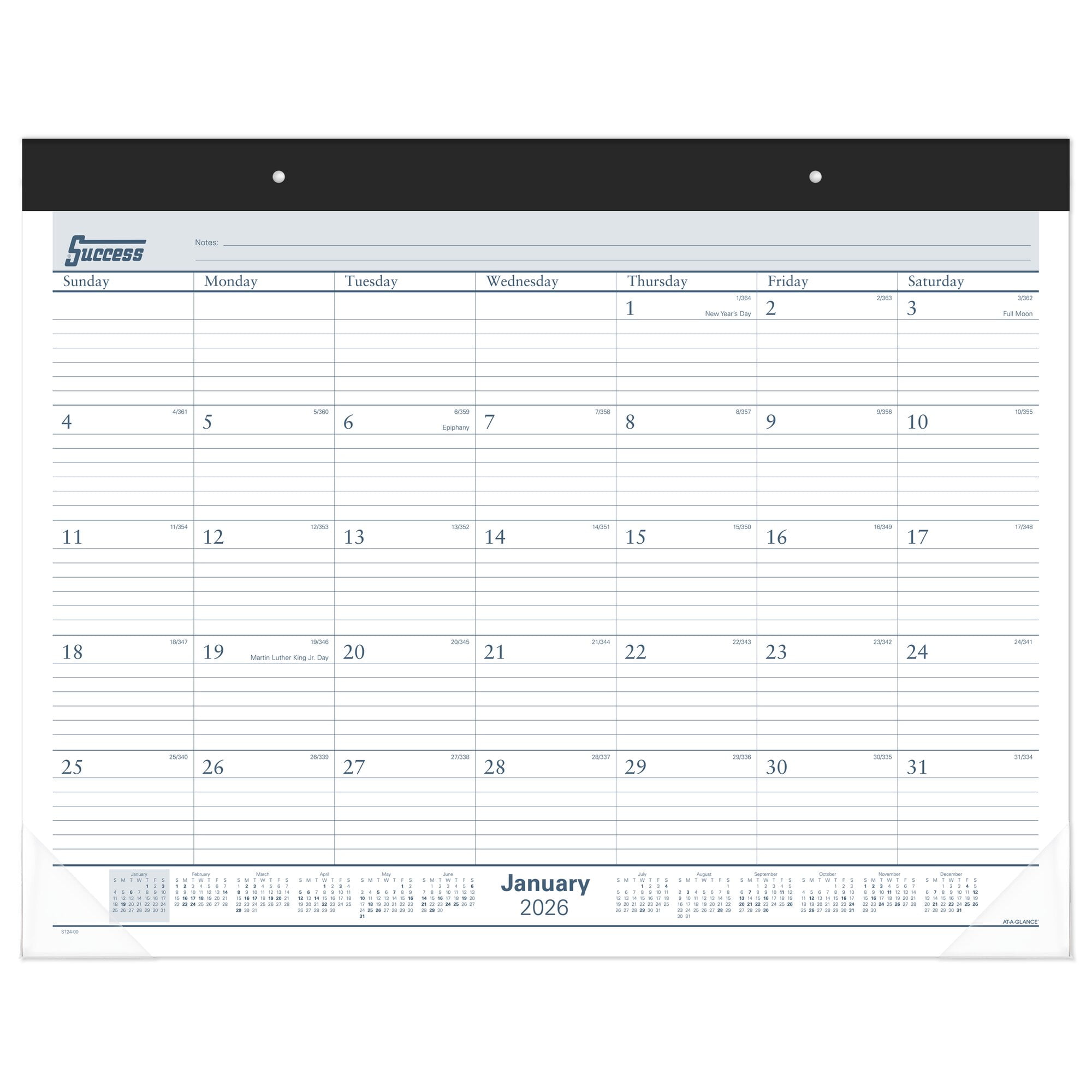 AT-A-GLANCE 2026 Ruled Monthly Desk Pad Calendar Standard 21 34 x 17 - Desk Pad