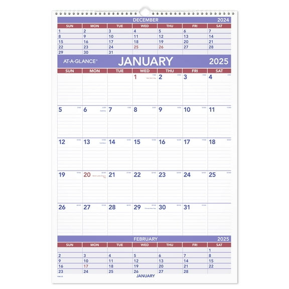 AT-A-GLANCE 2026 Three Month Wall Calendar Large 15 12 x 22 34 - Erasable Wall