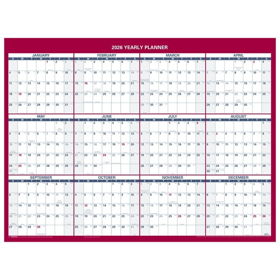 AT-A-GLANCE 2026 Vertical Horizontal Reversible Erasable Yearly Wall Calendar