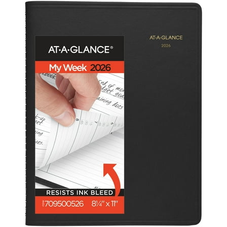 AT-A-GLANCE 2026 Weekly Appointment Book Planner Black Large 8 14 x 11 - Weekly