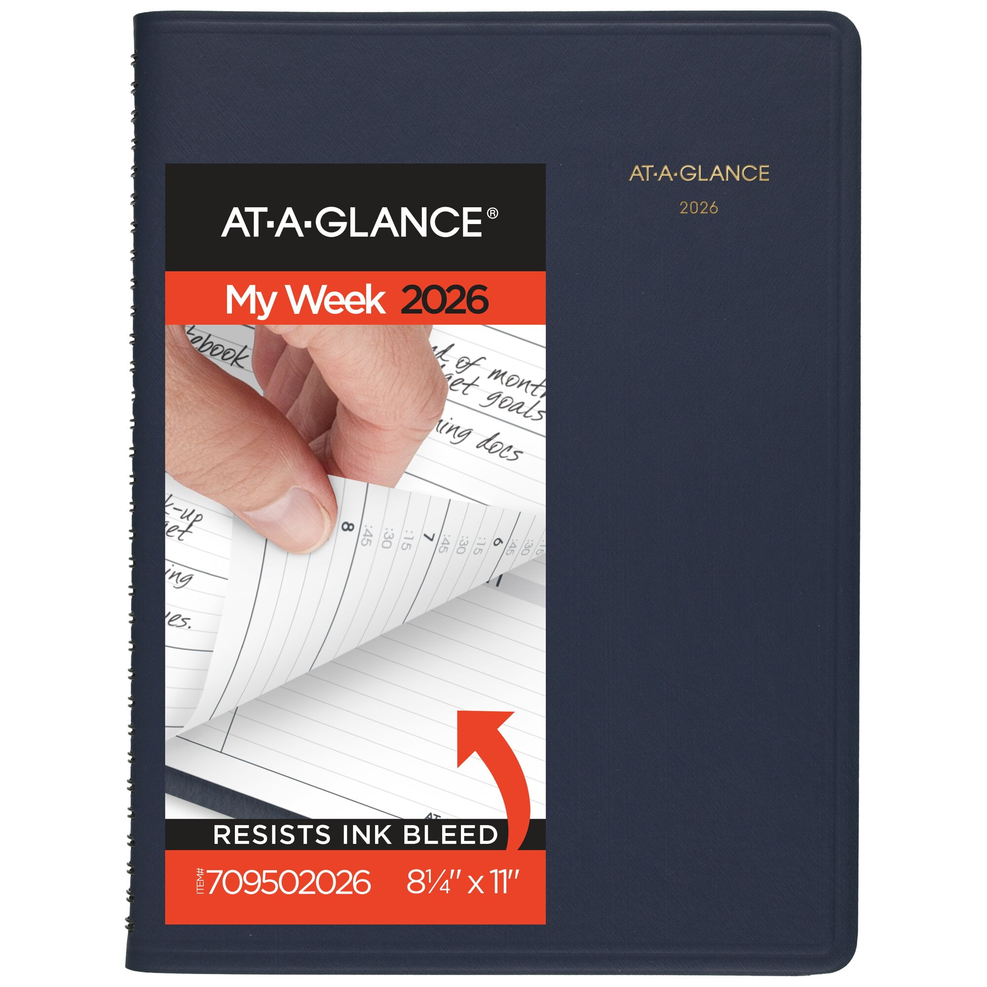 AT-A-GLANCE 2026 Weekly Appointment Book Planner Navy Large 8 14 x 11 - Weekly