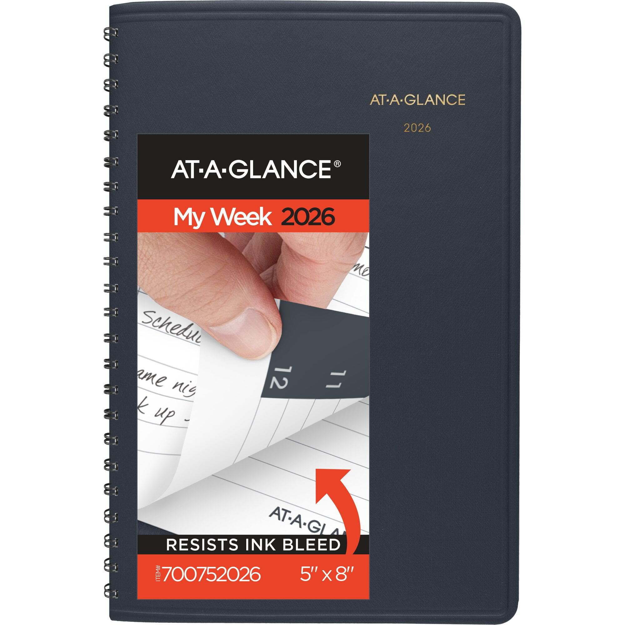 AT-A-GLANCE 2026 Weekly Appointment Book Planner Navy Small 5 x 8 - Weekly