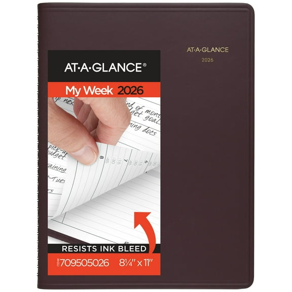 AT-A-GLANCE 2026 Weekly Appointment Book Planner Winestone Large 8 14 x 11 -