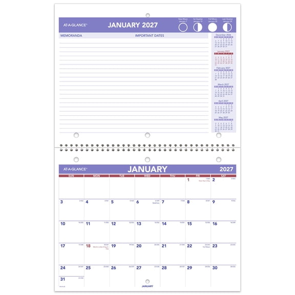 AT-A-GLANCE 2027 Monthly Desk Wall Calendar Small 11 x 8 12 - Wall Calendars