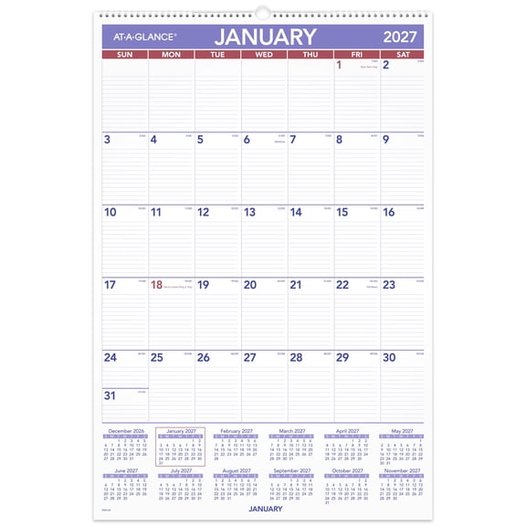 AT-A-GLANCE 2027 Monthly Wall Calendar Large 20 x 30 - Monthly Wall Calendars