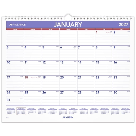 AT-A-GLANCE 2027 Monthly Wall Calendar Medium 15 x 12 - Monthly Wall Calendars