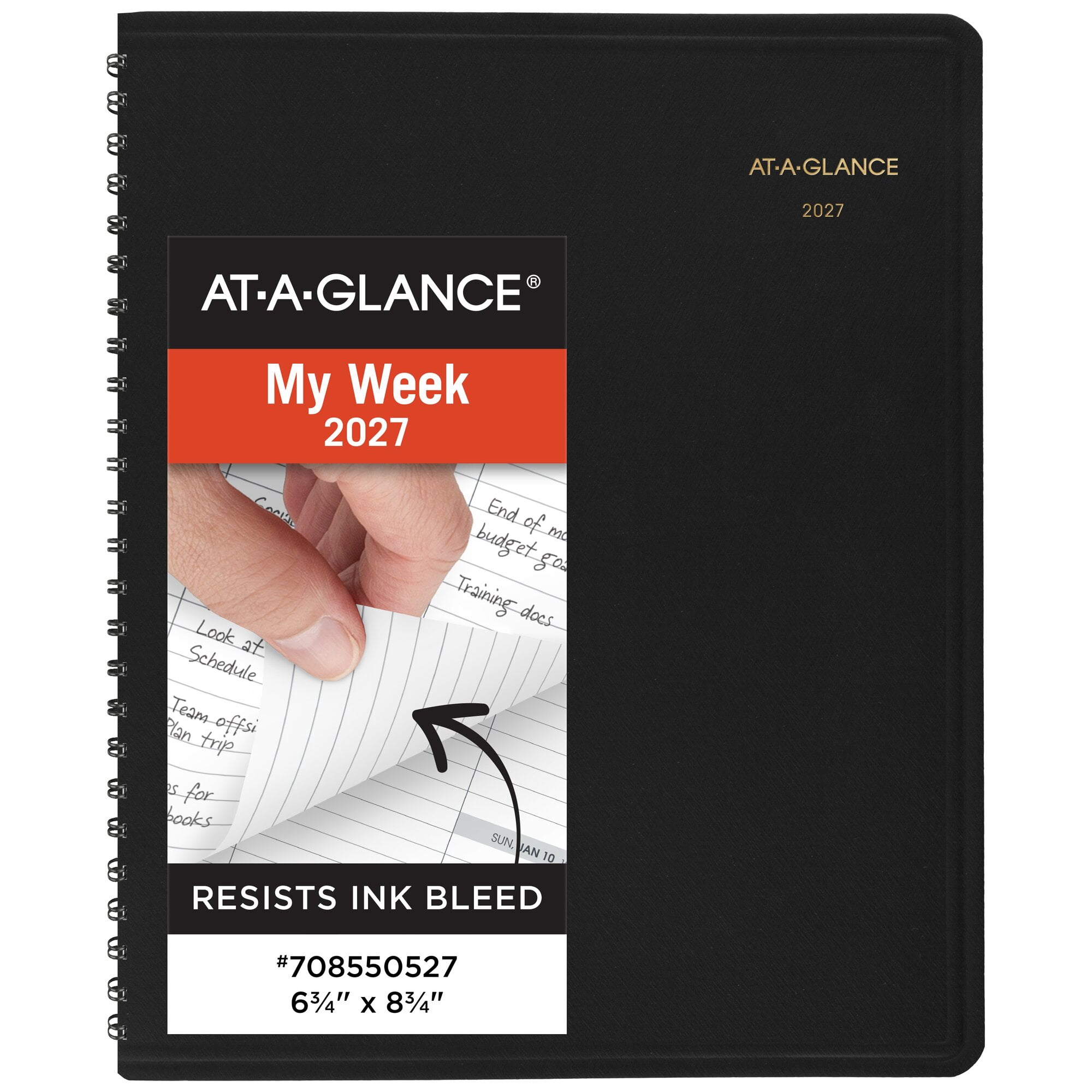 AT-A-GLANCE 2027 Open Scheduling Weekly Planner Black Medium 6 34 x 8 34 -