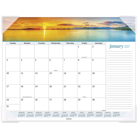 AT-A-GLANCE 2027 Panoramic Seascape Monthly Desk Pad Standard 21 34 x 17 - Desk