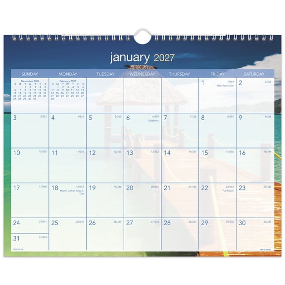 AT-A-GLANCE 2027 Tropical Escape Monthly Wall Calendar Medium 15 x 12 - Monthly