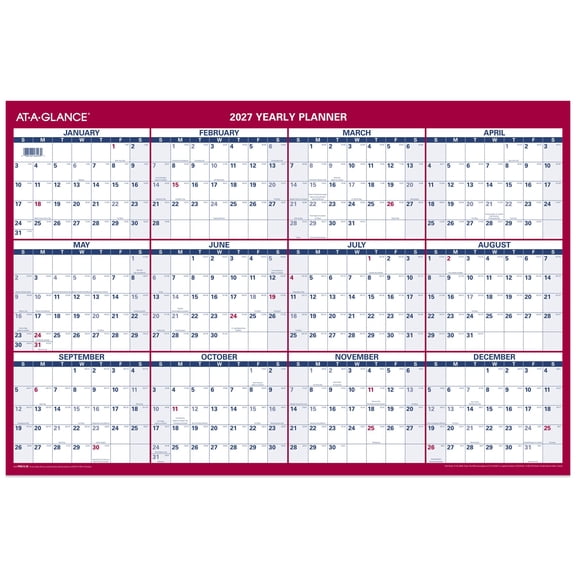 AT-A-GLANCE 2027 Vertical Horizontal Reversible Yearly Wall Calendar Large 24 x