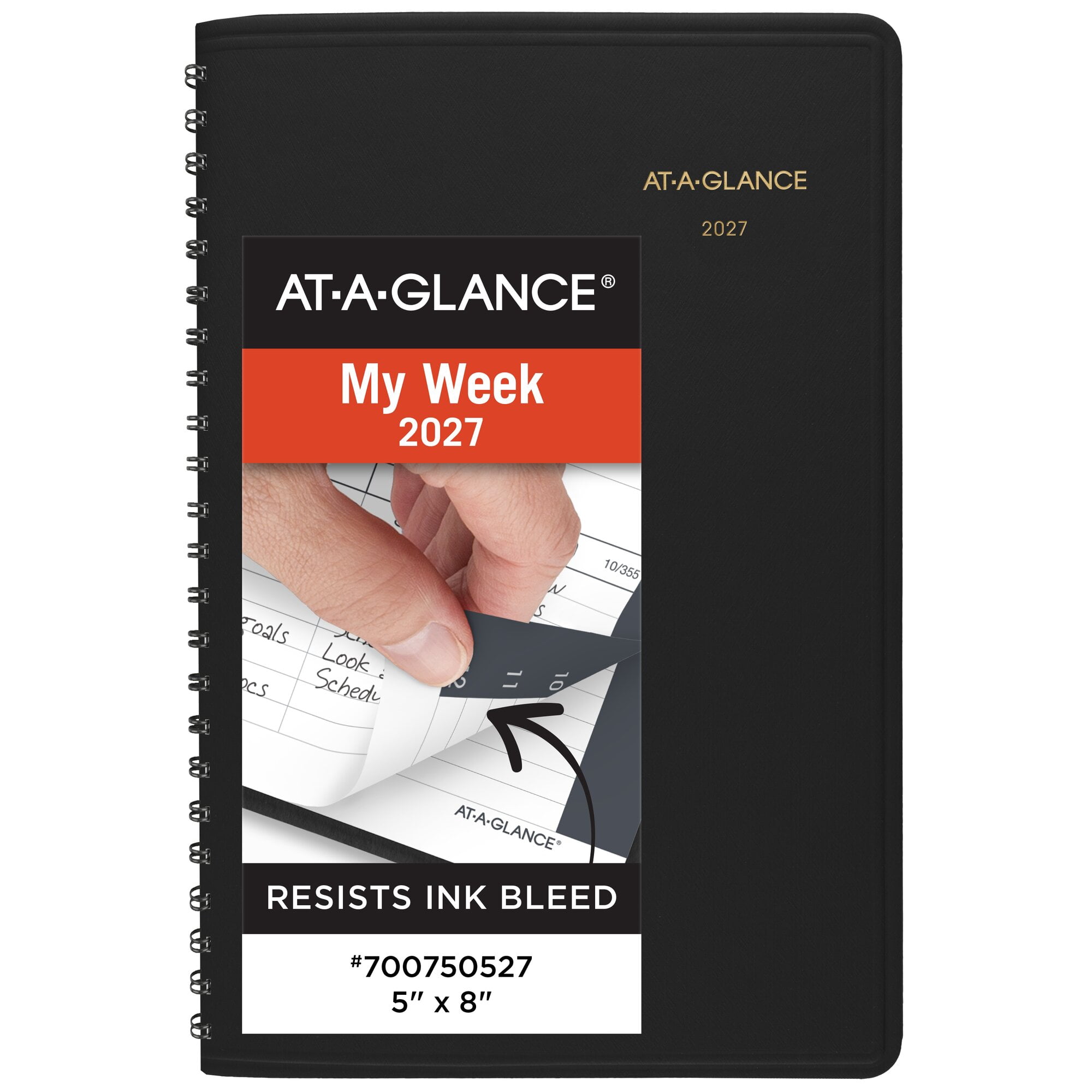 AT-A-GLANCE 2027 Weekly Appointment Book Planner Black Small 5 x 8 - Weekly