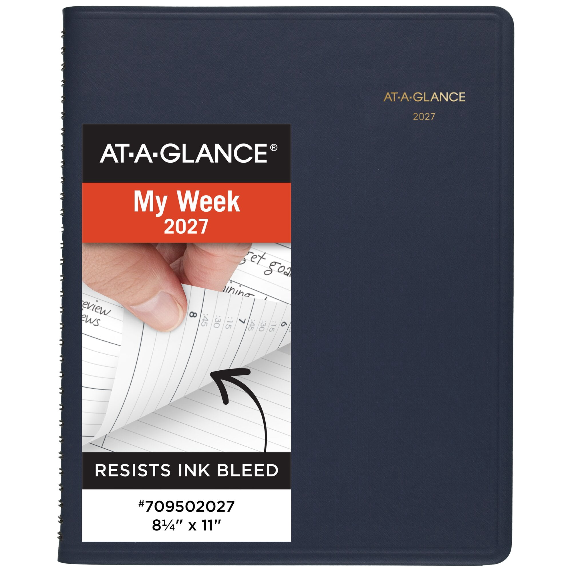 AT-A-GLANCE 2027 Weekly Appointment Book Planner Navy Large 8 14 x 11 - Weekly