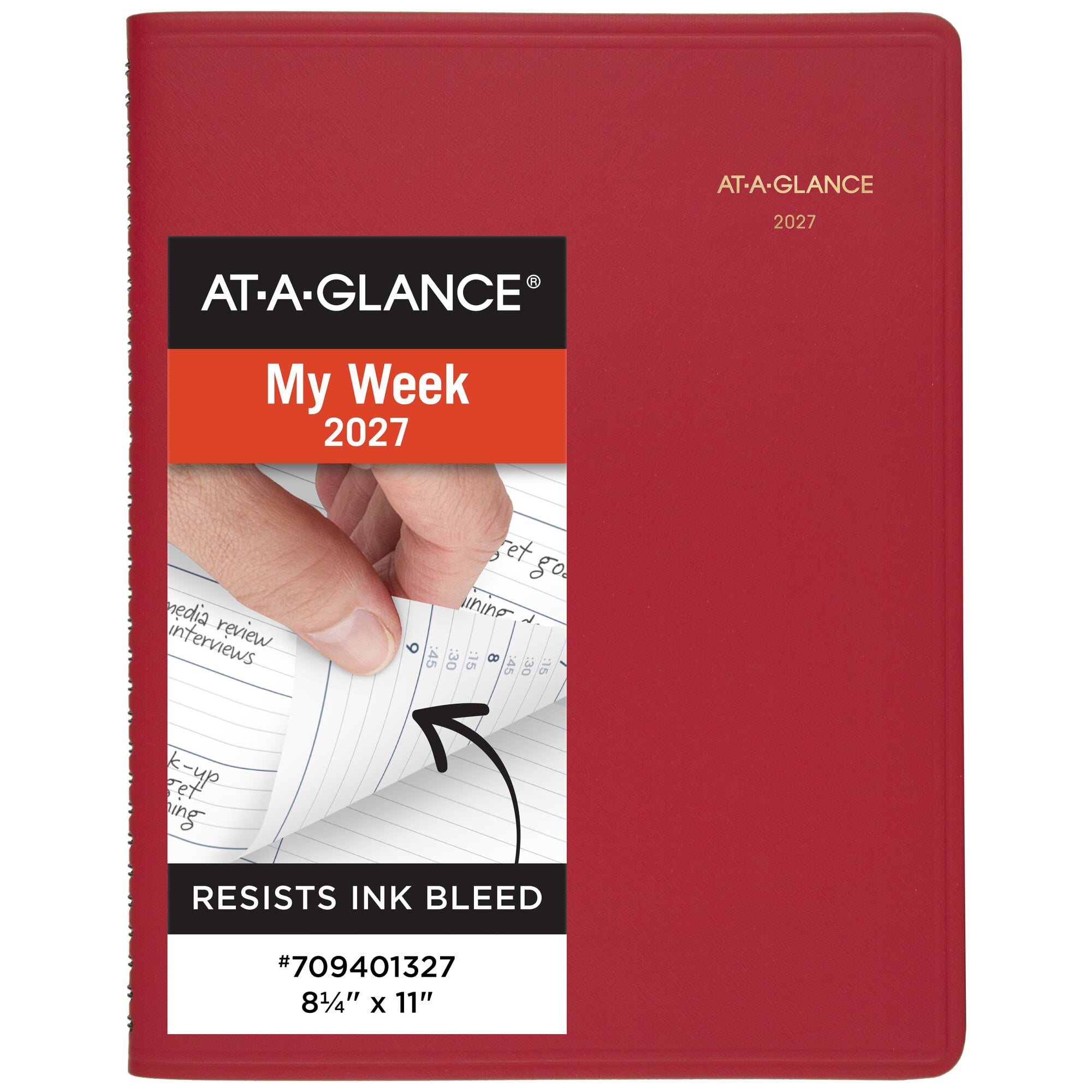 AT-A-GLANCE 2027 Weekly Appointment Book Planner Red Large 8 14 x 11 - Weekly