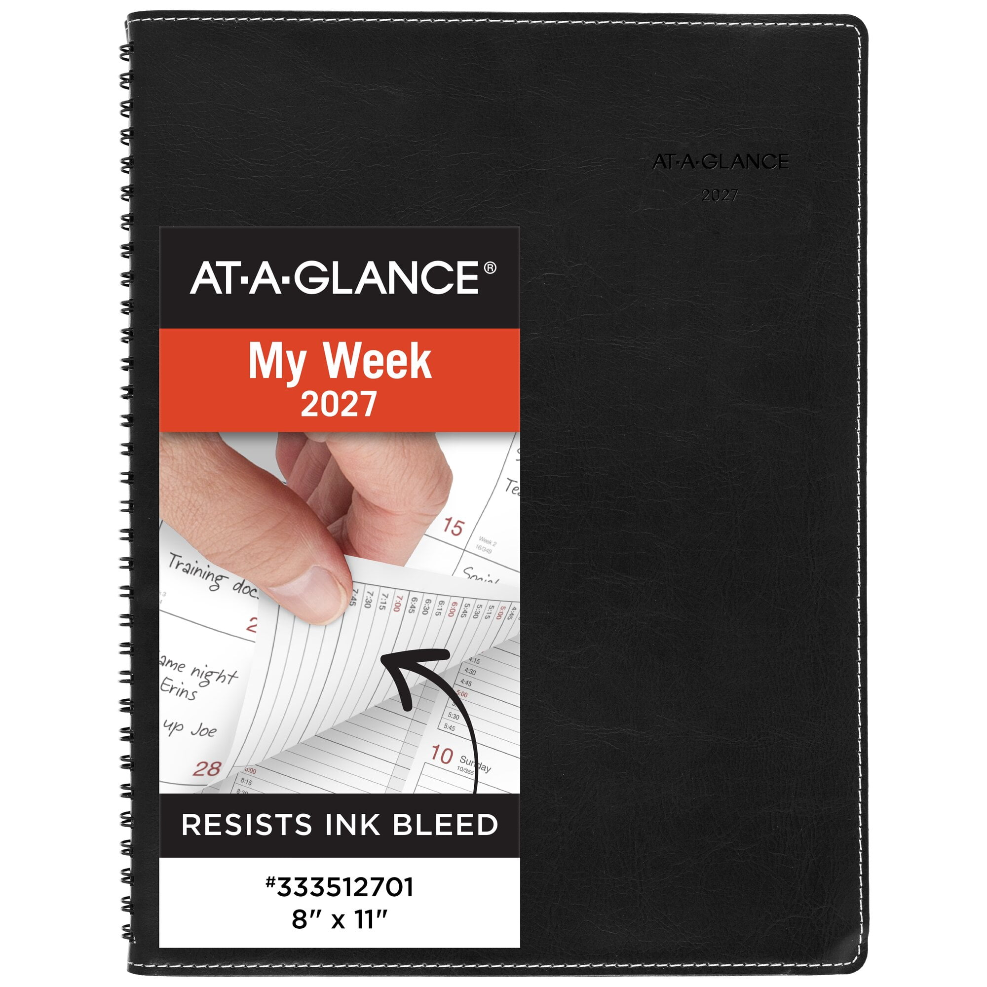 AT-A-GLANCE 2027 Weekly Monthly Appointment Book Planner Black Large 8 x 11 -