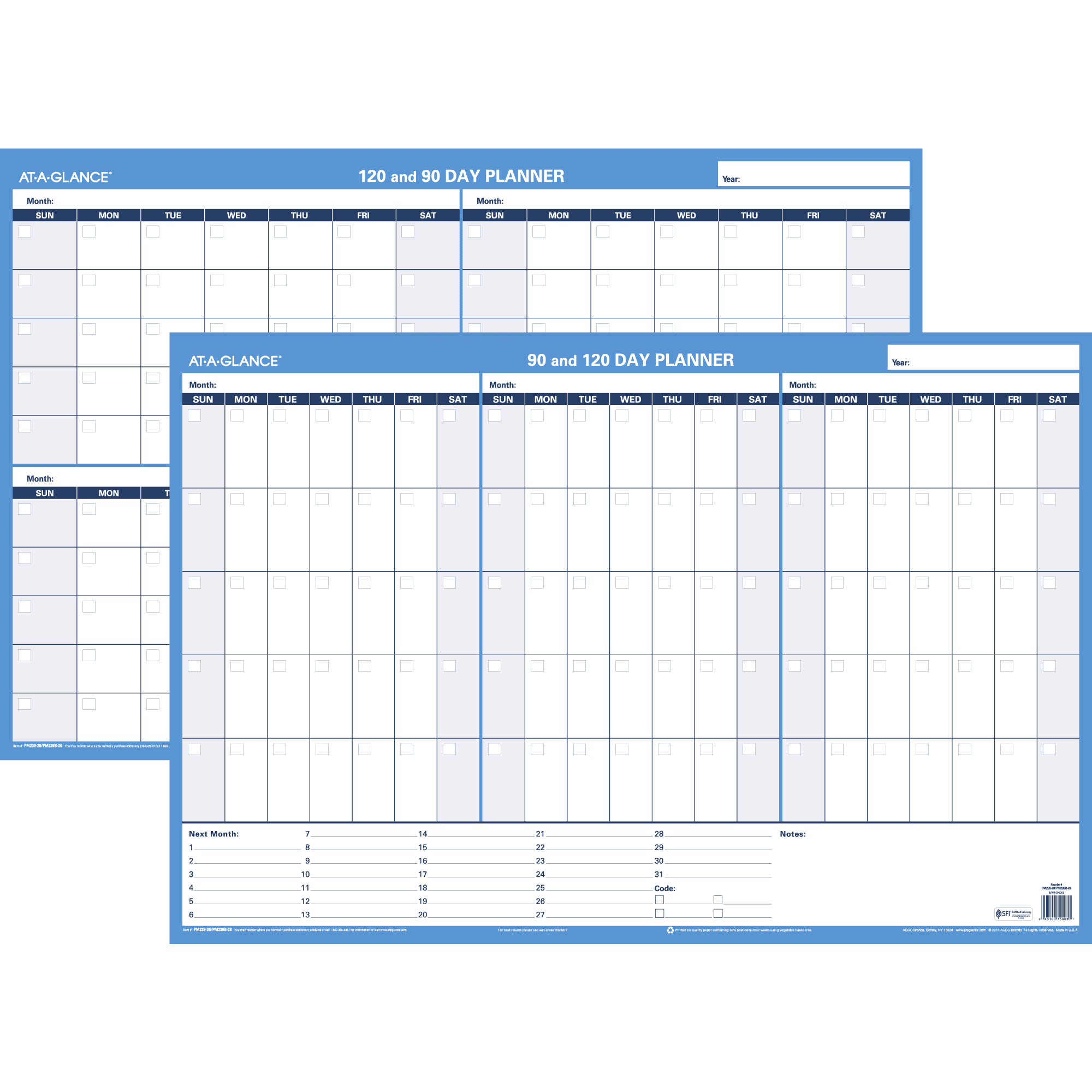 Large White and Blue Erasable Wall Planner