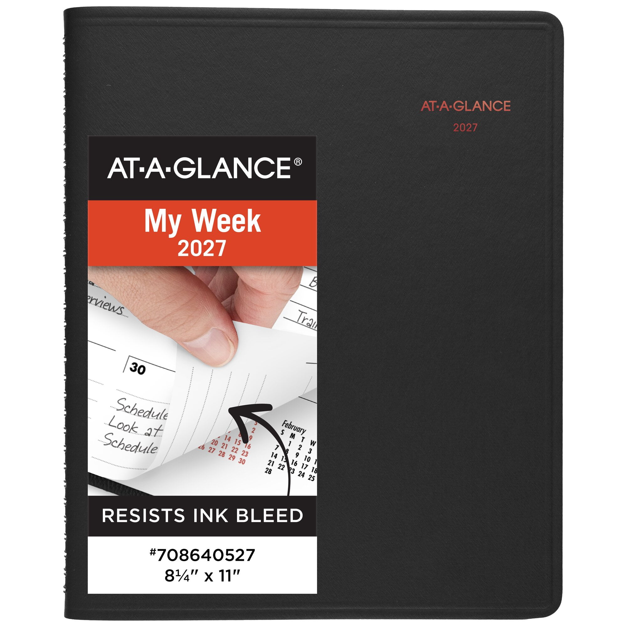 AT-A-GLANCE 800 Range 2027 Weekly Monthly Planner Large Black 8 14 x 11 - Weekly