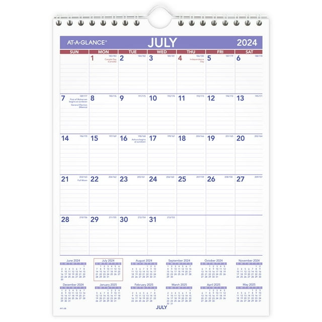 ATAGLANCE Academic 20242025 Monthly Wall Calendar Small 8 x 11