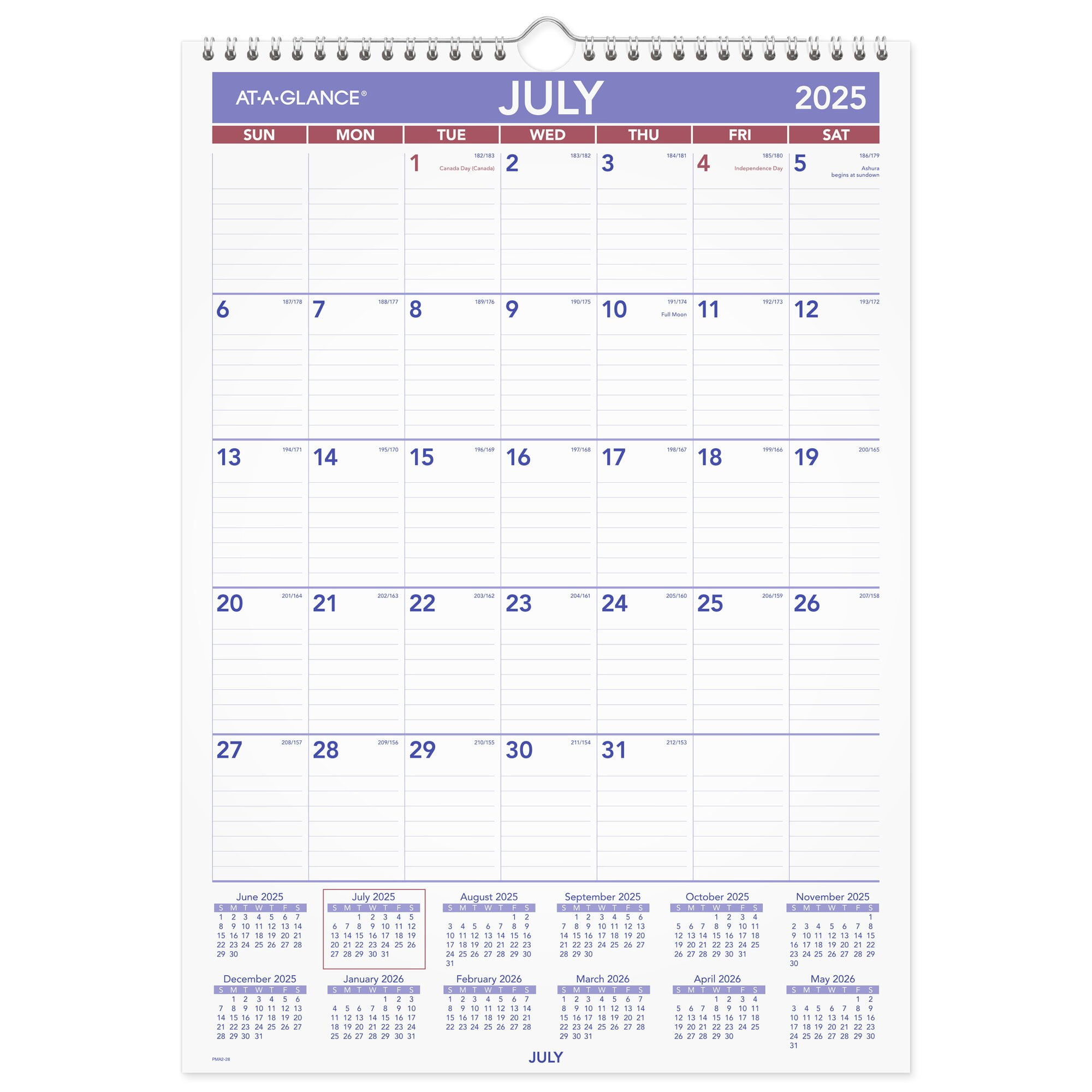 AT-A-GLANCE Academic 2025-2026 Monthly Wall Calendar Medium 12 x 17 - Academic
