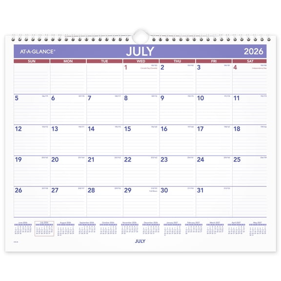 AT-A-GLANCE Academic 2026-2027 Monthly Wall Calendar Medium 15 x 12 - Wall