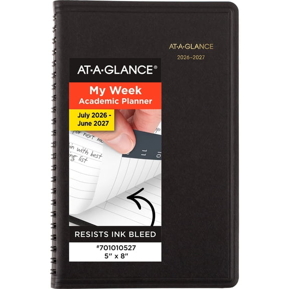 AT-A-GLANCE Academic 2026-2027 Weekly Appointment Book Planner Black Small 5 x 8