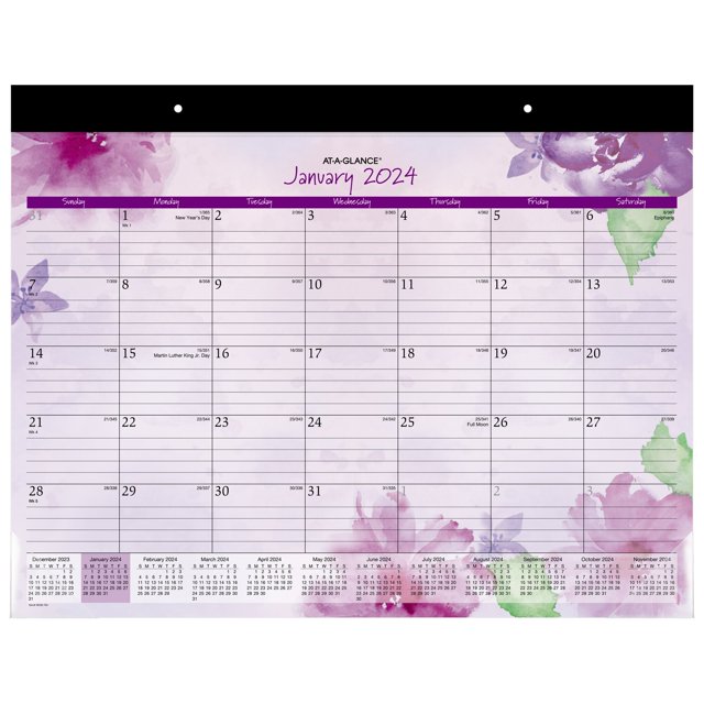 ATAGLANCE Beautiful Day 2024 Monthly Desk Pad Calendar Standard 21 34